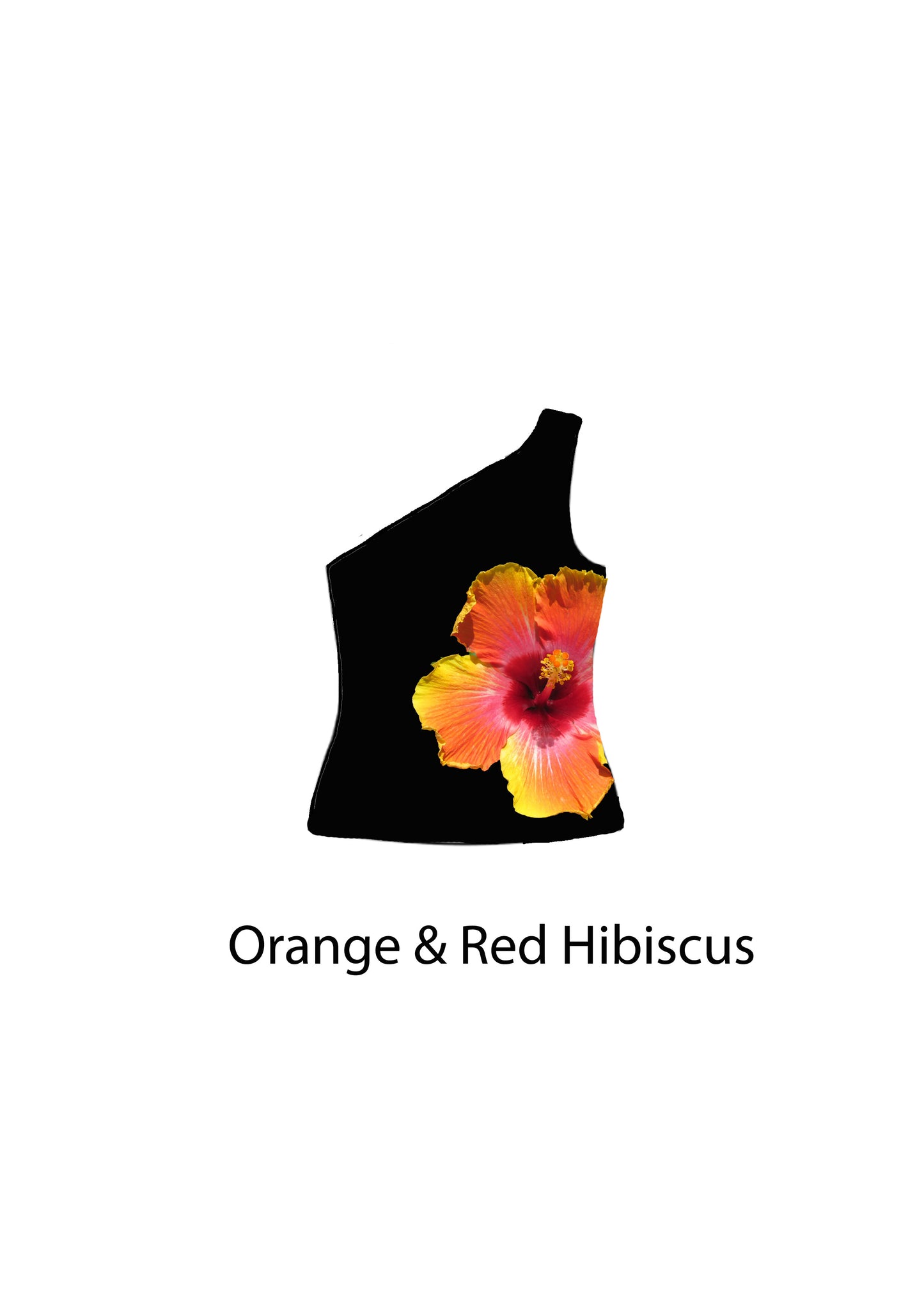 Reversible one shoulder top black (Hibisicus + Wild Lily)