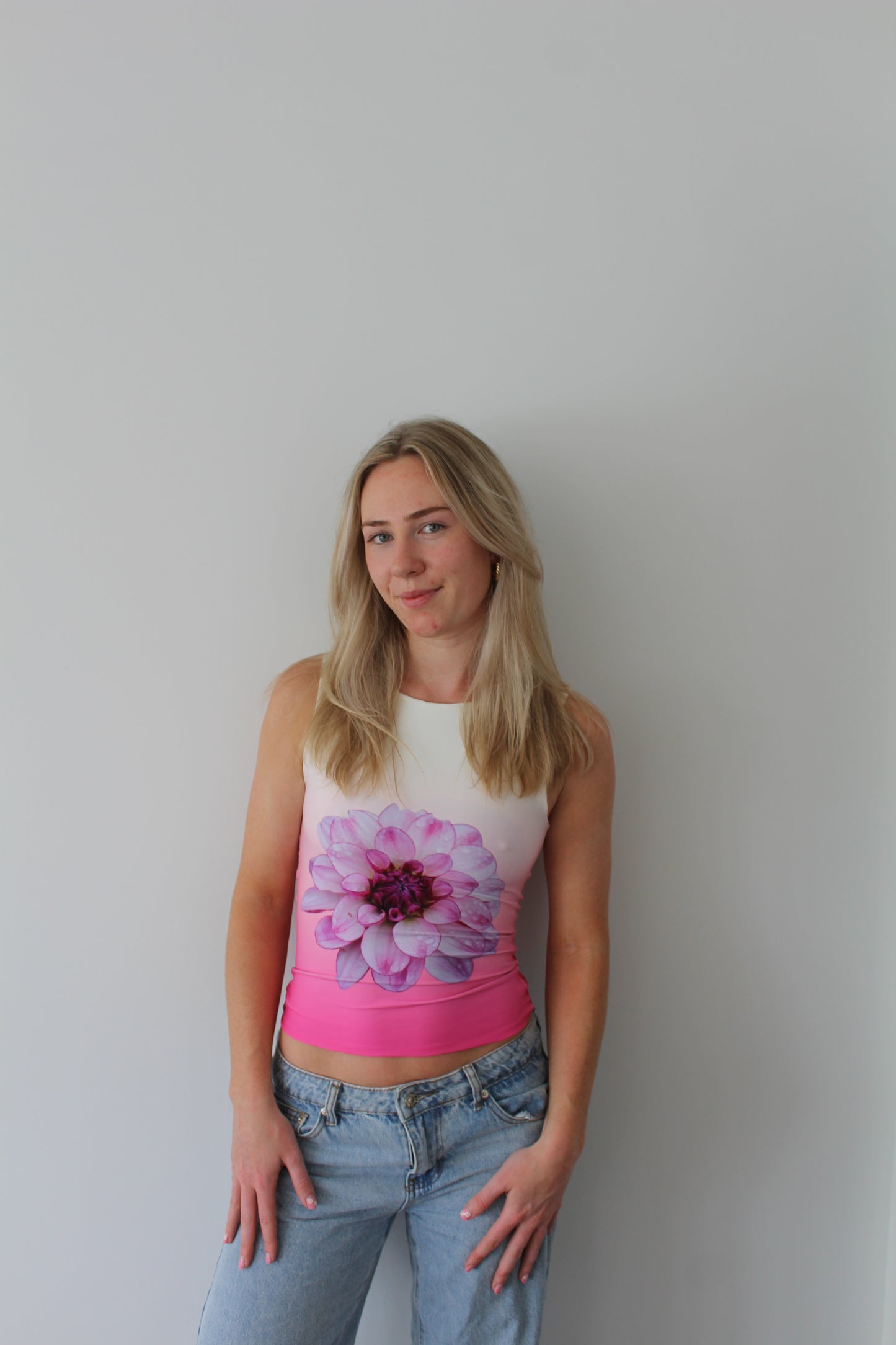Reversible Ombre tank (pink dahlia + blue orchid)