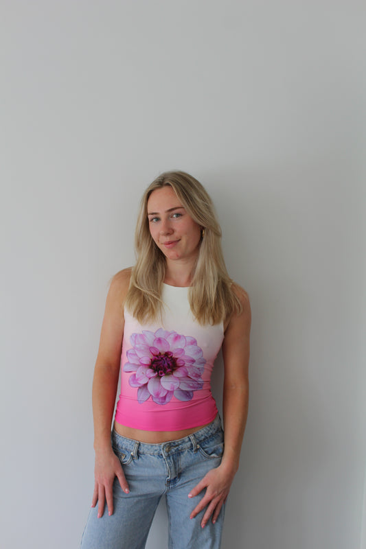 Reversible Ombre tank (pink dahlia + blue orchid)